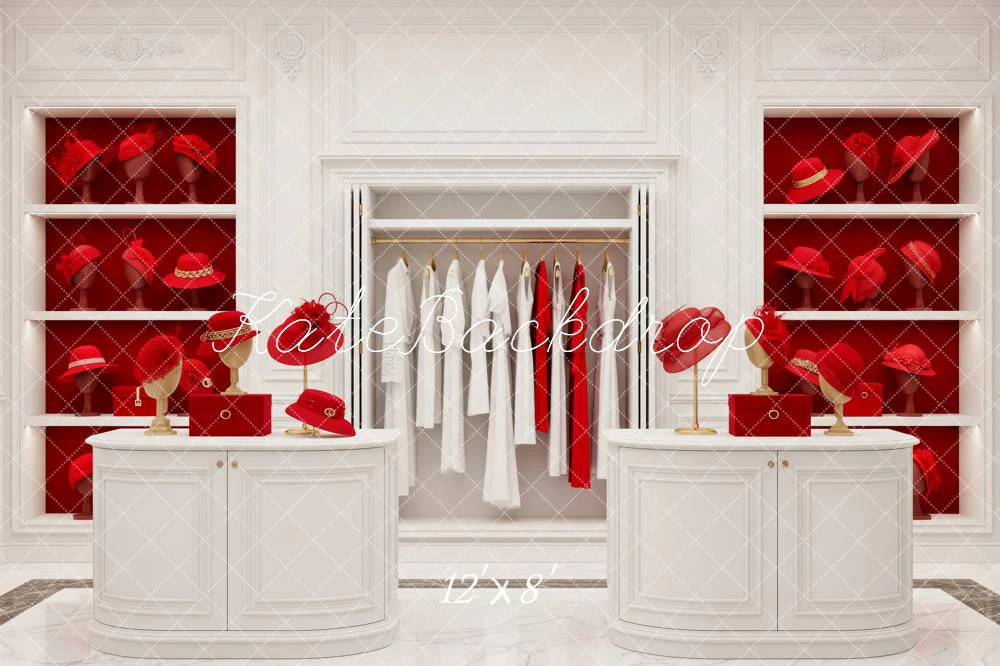 Kate Red Hats White Cabinets Fleece Backdrop Designed by Patty Robert - Image 4