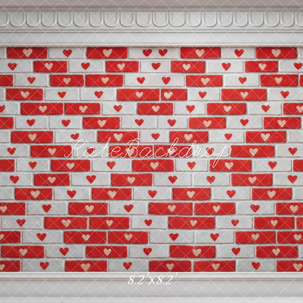 Kate Red Heart Brick Wall Backdrop Designed by Mini MakeBelieve - Image 5