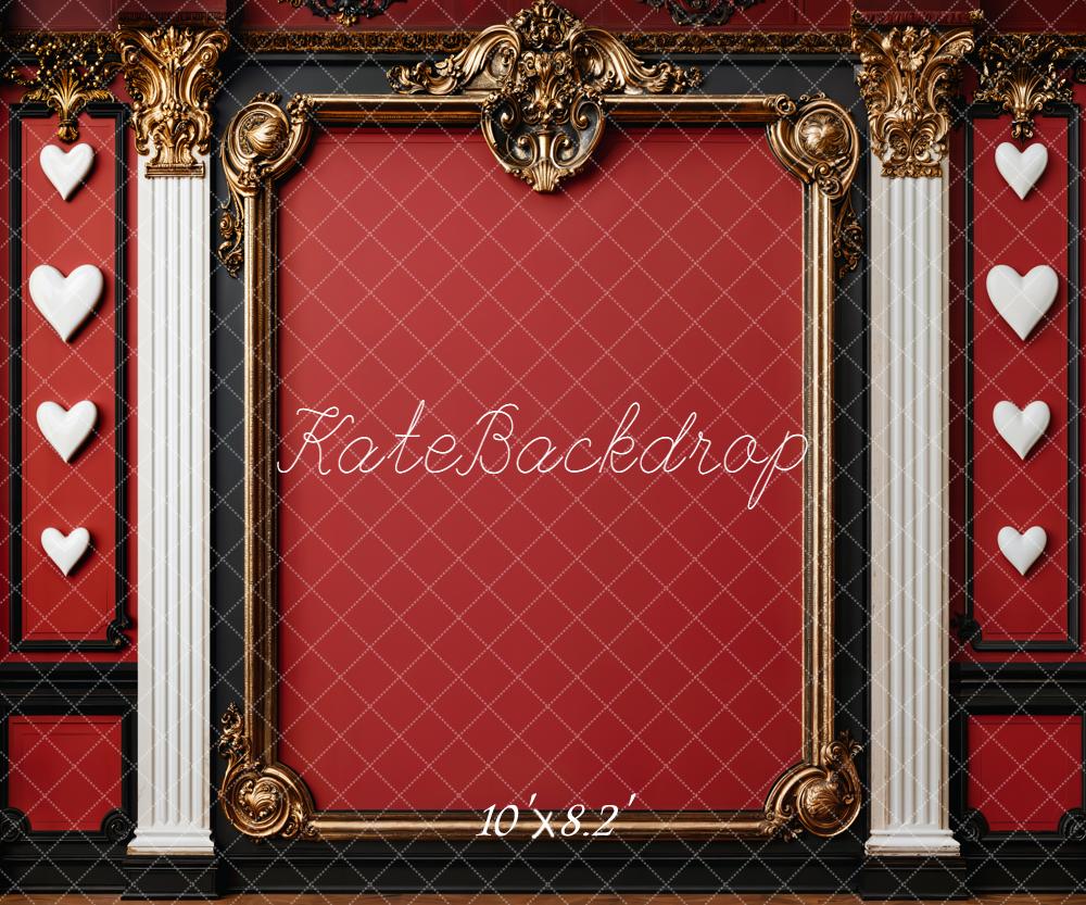 Kate Red Ornate Frame White Columns Wall Backdrop Designed by Emetselch - Image 10