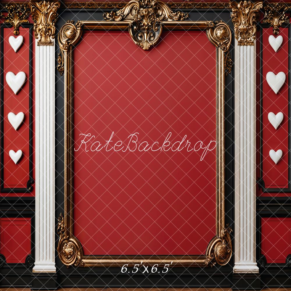 Kate Red Ornate Frame White Columns Wall Backdrop Designed by Emetselch - Image 5