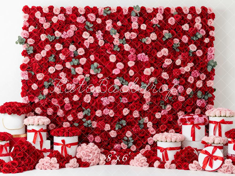 Kate Valentine Red Pink Roses Wall Backdrop Designed by Patty Robert - Image 3
