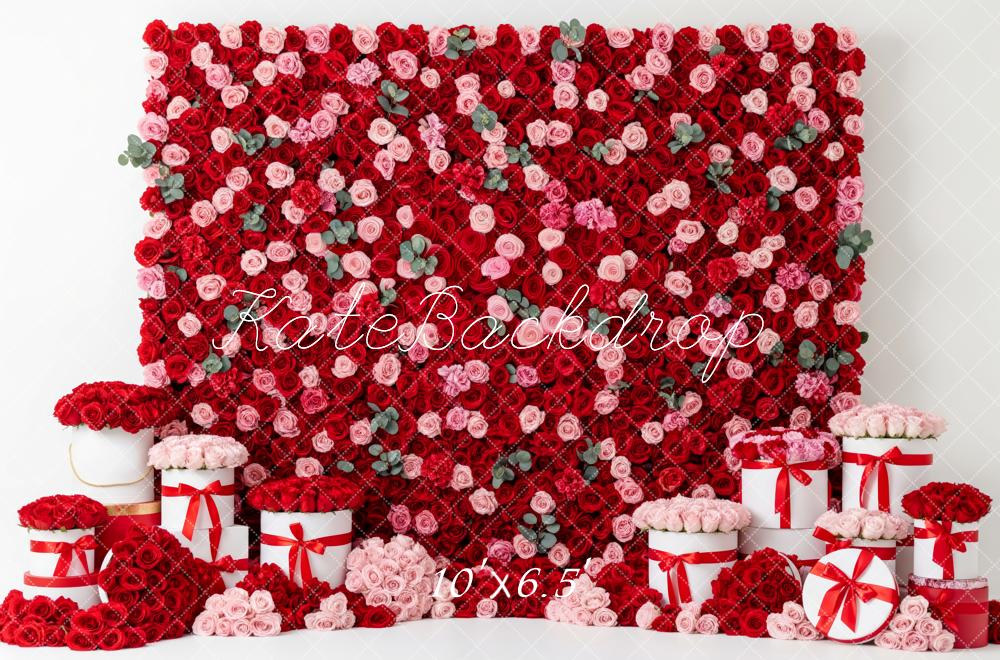 Kate Valentine Red Pink Roses Wall Backdrop Designed by Patty Robert - Image 4