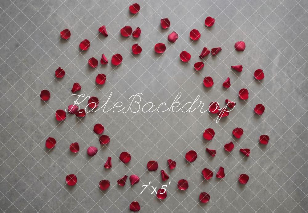 Kate Red Rose Petals Concrete Texture Backdrop Designed by Mini MakeBelieve