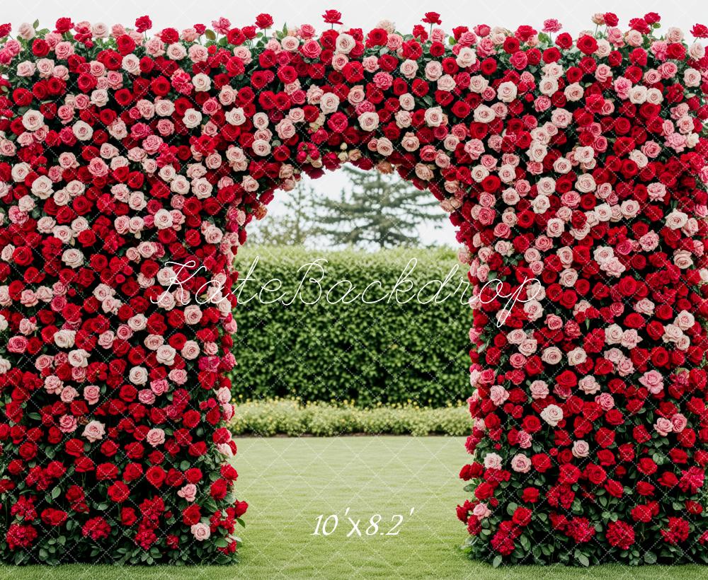 Kate Red Roses Arch Fleece Backdrop Designed by Patty Robert - Image 3