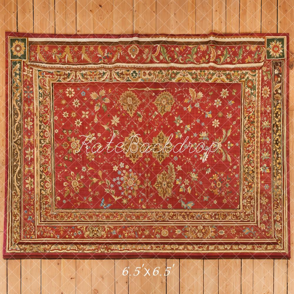 Kate Red Vintage Rug Wooden Floor Backdrop Designed by Emetselch - Image 2