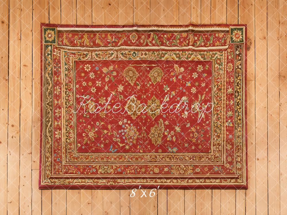 Kate Red Vintage Rug Wooden Floor Backdrop Designed by Emetselch - Image 3