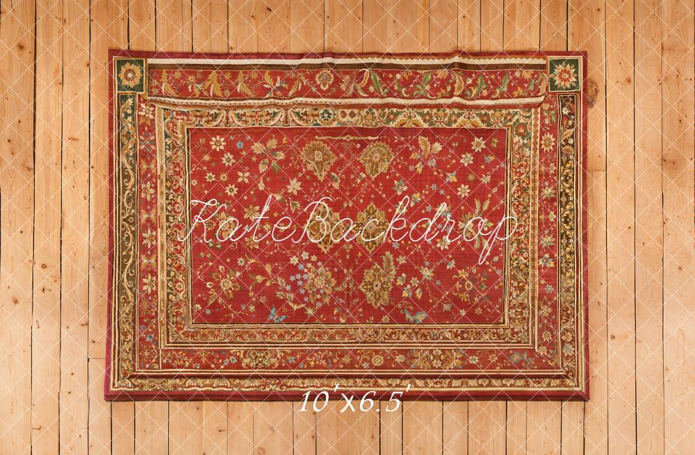 Kate Red Vintage Rug Wooden Floor Backdrop Designed by Emetselch - Image 4