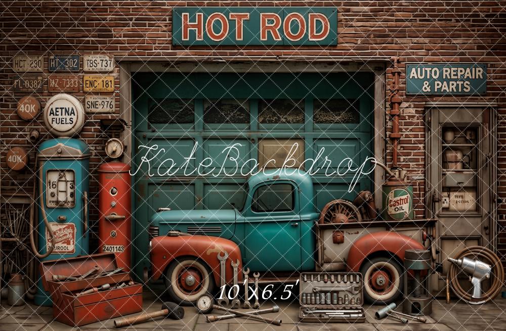 Kate Retro Garage Truck Tools Backdrop Designed by Emetselch - Image 4