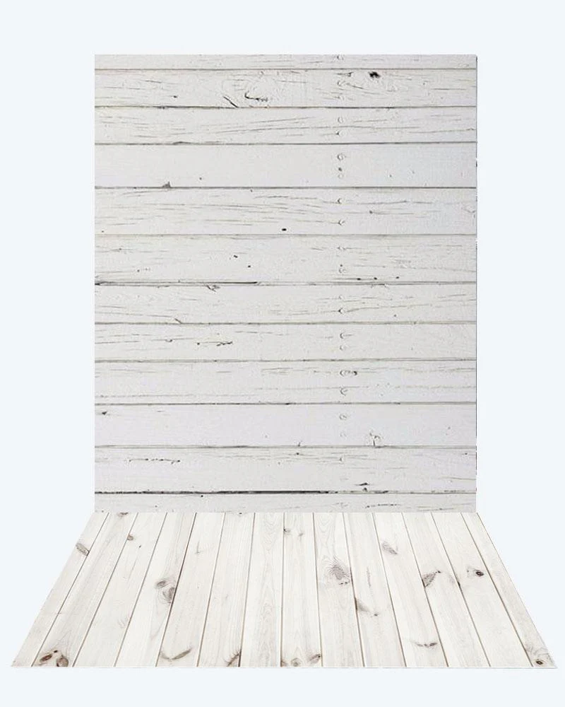 Kate retro milk wood Wall + White Wooden floor mat