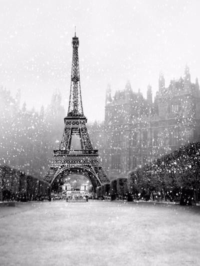 Kate Retro Winter Scenery Snowflake Eiffel Tower Backdrop