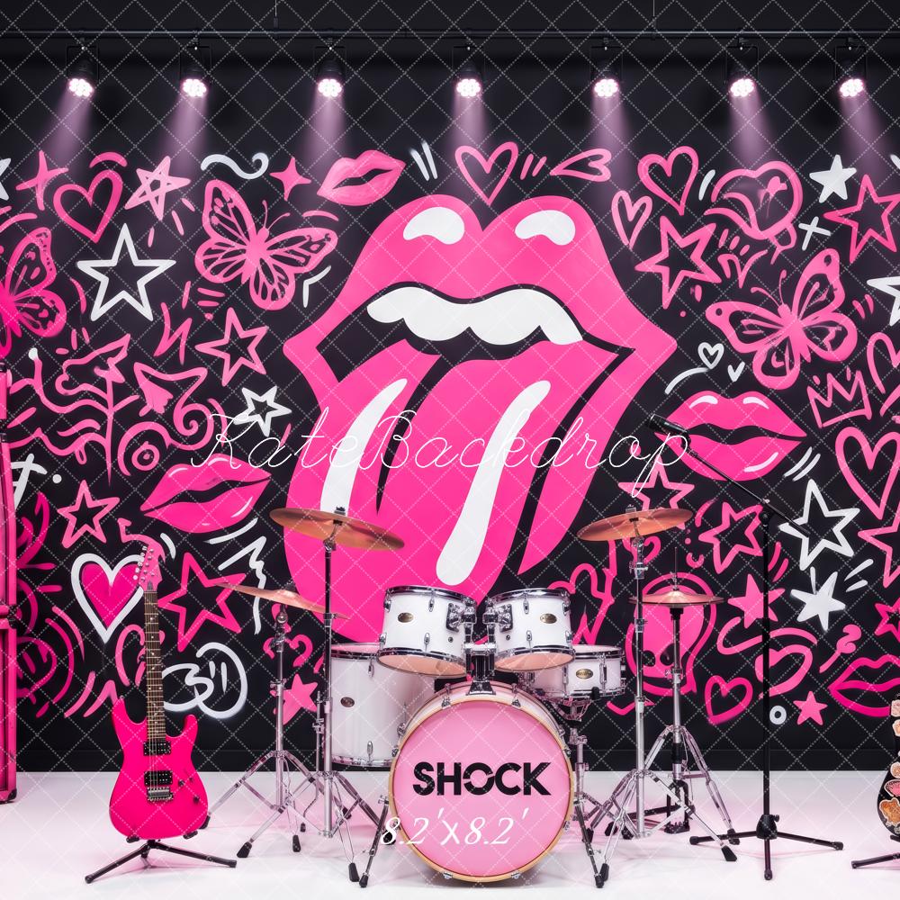 Kate Rock Band Pink Lips Stars Butterflies Graffiti Backdrop Designed by Patty Robert - Image 5