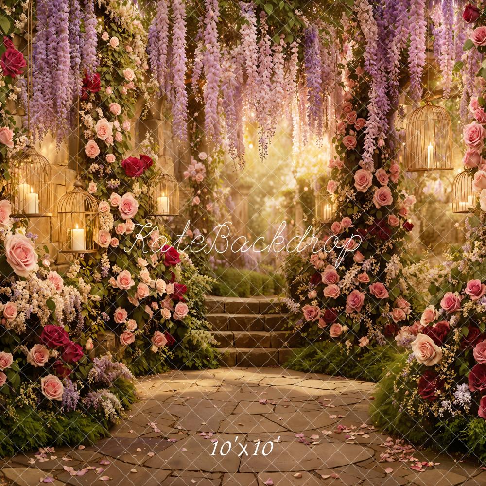 Kate Rose Garden Candle Lantern Stone Backdrop Designed by Emetselch - Image 7