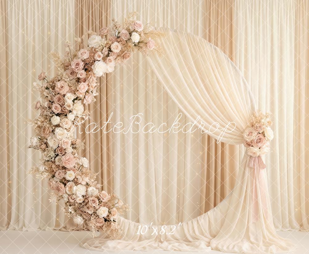 Kate Roses Arch Cream Drapes Fleece Backdrop Designed by Patty Robert - Image 3