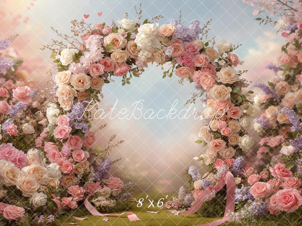 Kate Roses Arch Pastel Garden Fleece Backdrop Designed by Emstselch