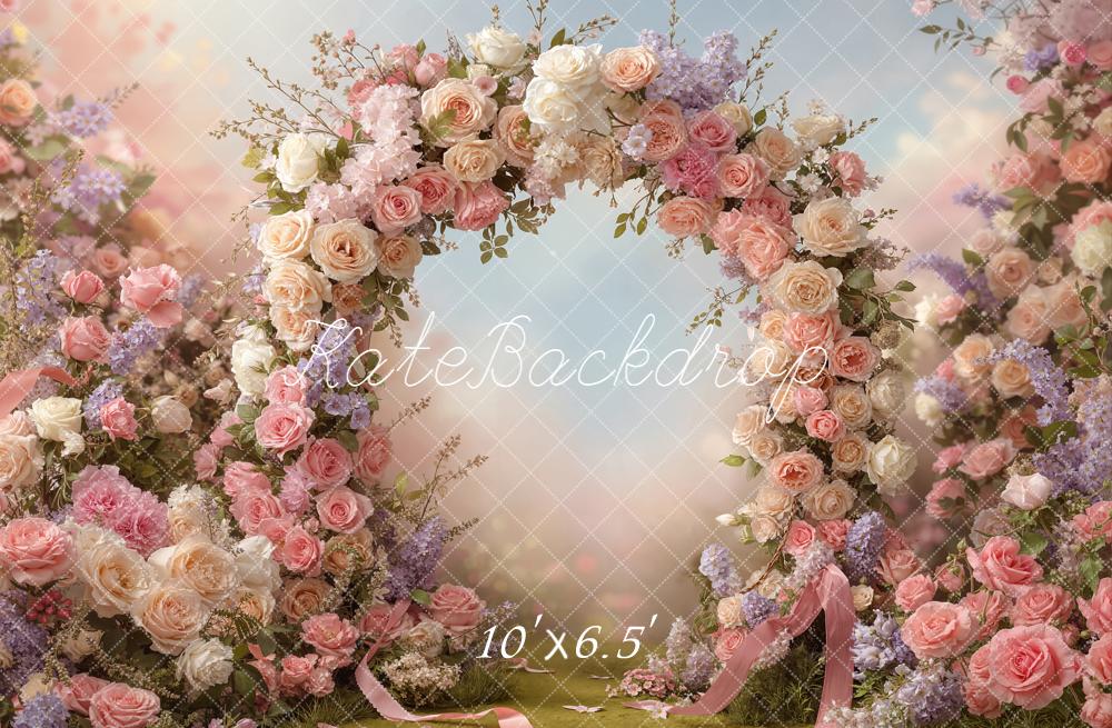 Kate Roses Arch Pastel Garden Fleece Backdrop Designed by Emstselch - Image 2