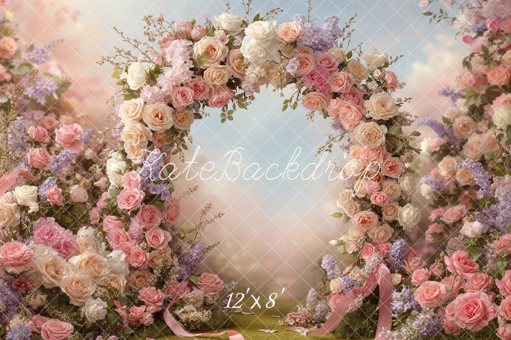 Kate Roses Arch Pastel Garden Fleece Backdrop Designed by Emstselch - Image 4