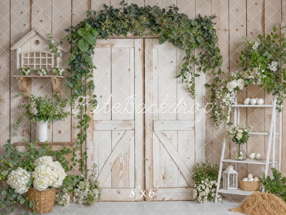 Kate Rustic Barn Door Greenery Ladder Fleece Backdrop Designed by Emstselch