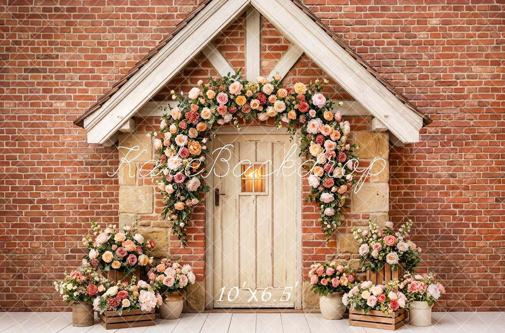 Kate Rustic Door Brick Wall Garland Fleece Backdrop Designed by Patty Robert - Image 2