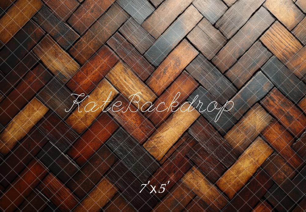 Kate Rustic Herringbone Wood Floor Backdrop Designed by Mini MakeBelieve