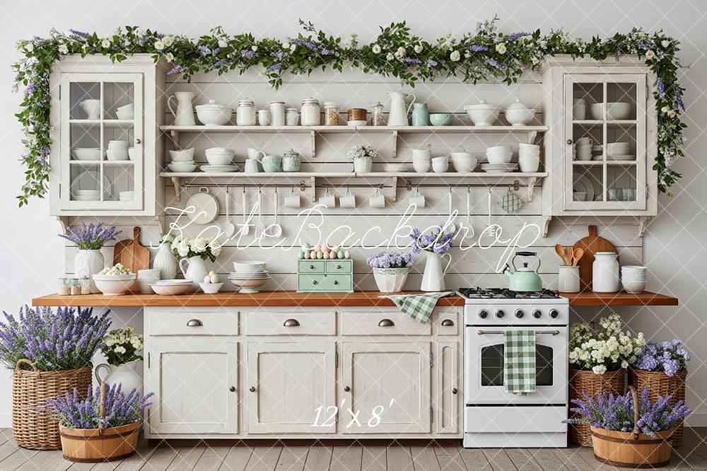 Kate Rustic Kitchen Floral Garland Fleece Backdrop Designed by Patty Robert - Image 4