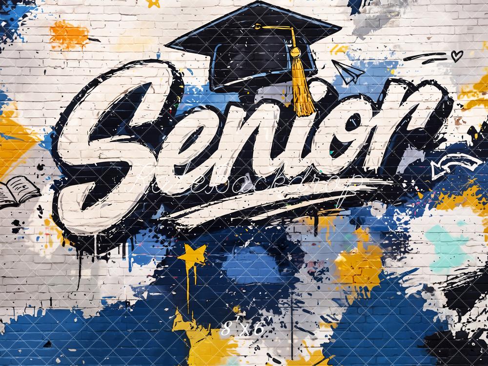 Kate Senior Graduation Graffiti Brick Wall Fleece Backdrop Designed by Emetselch