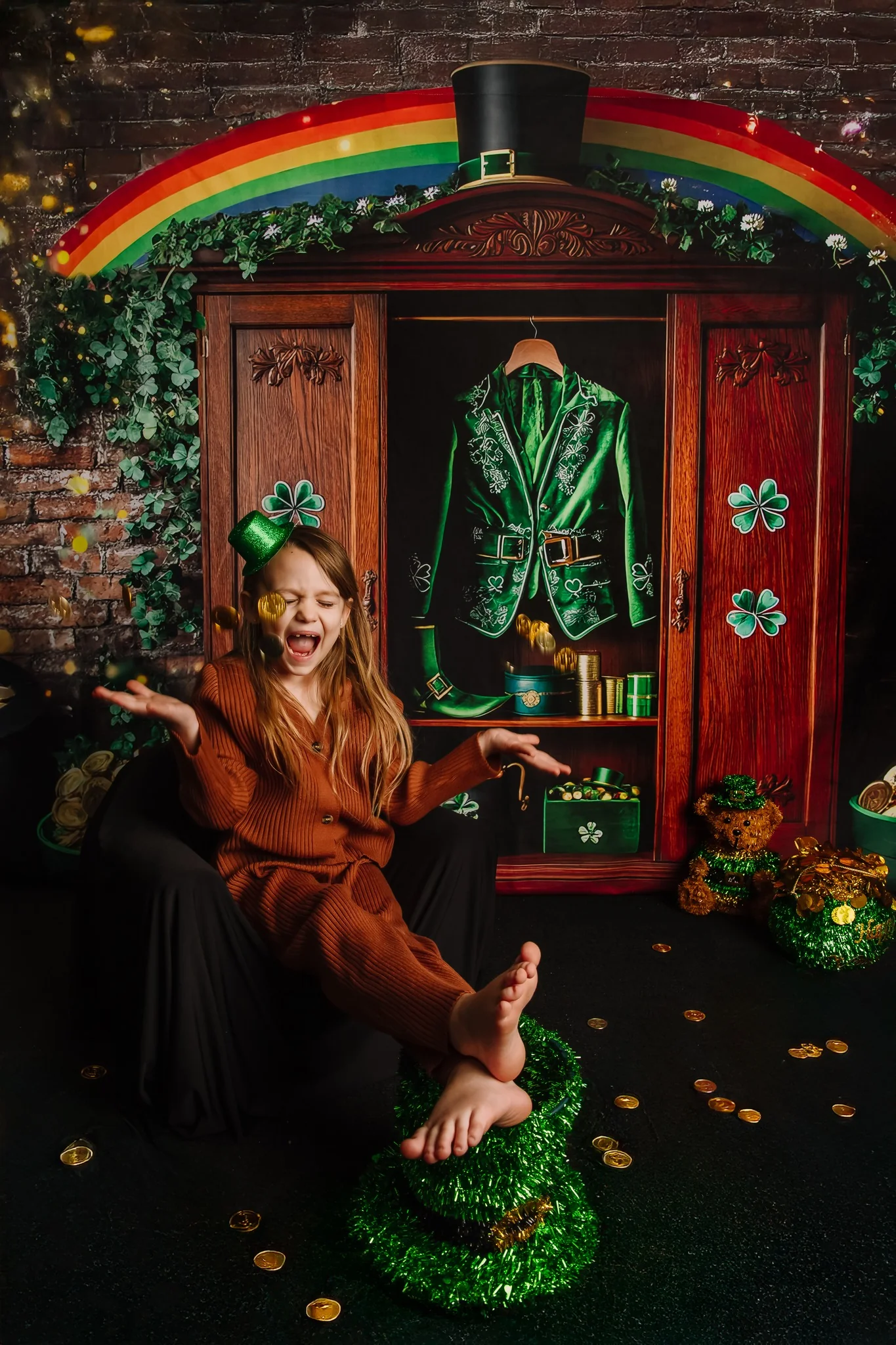 Kate Shamrock Leprechaun Rainbow Closet Backdrop Designed by Mini MakeBelieve