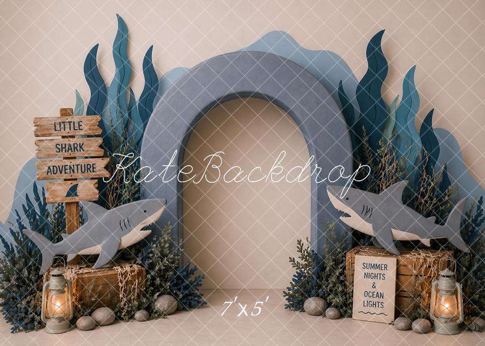 Kate Shark Adventure Ocean Arch Plants Backdrop Designed by Caitlin Lynch