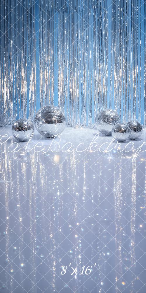 Kate Silver Disco Balls Tinsel Sparkle Backdrop Designed by Emetselch - Image 10