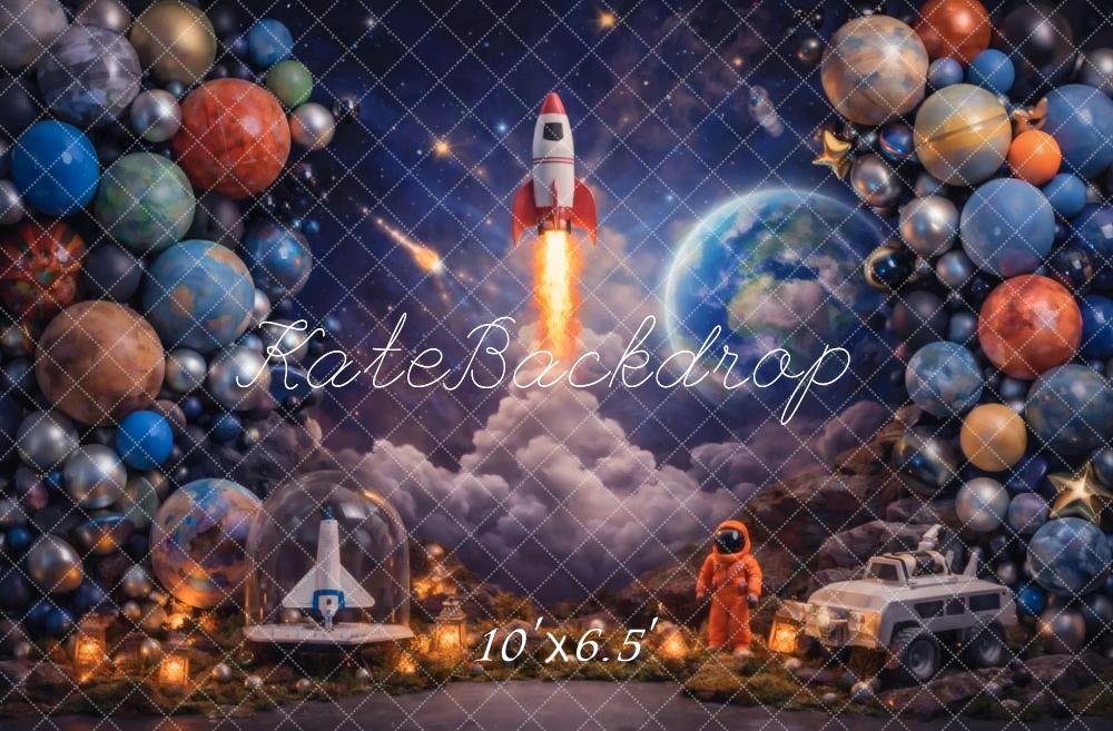 Kate Space Rocket Planets Balloons Fleece Backdrop Designed by Vertigo Productions - Image 2