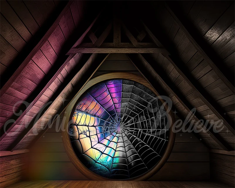 Kate Spooky Attic Room Spiderweb Window Backdrop Designed by Mini MakeBelieve - Image 8