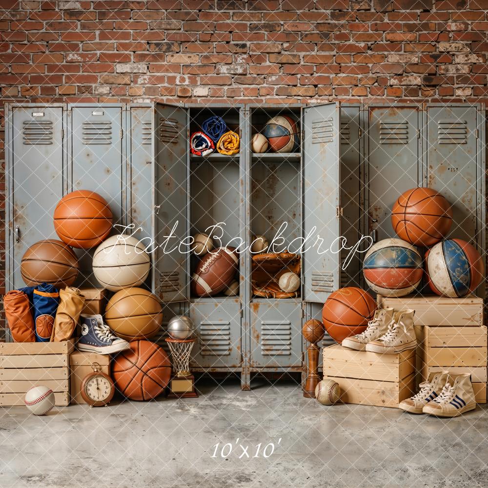 Kate Sports Lockers Basketballs Vintage Backdrop Designed by Emetselch - Image 7