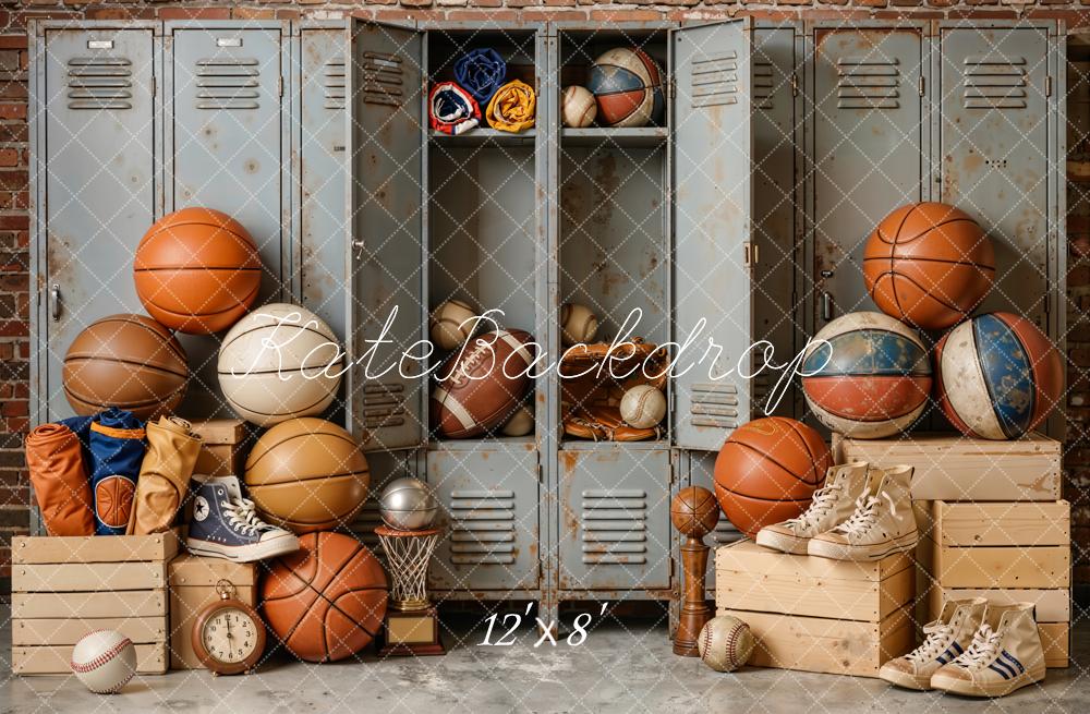 Kate Sports Lockers Basketballs Vintage Backdrop Designed by Emetselch - Image 8