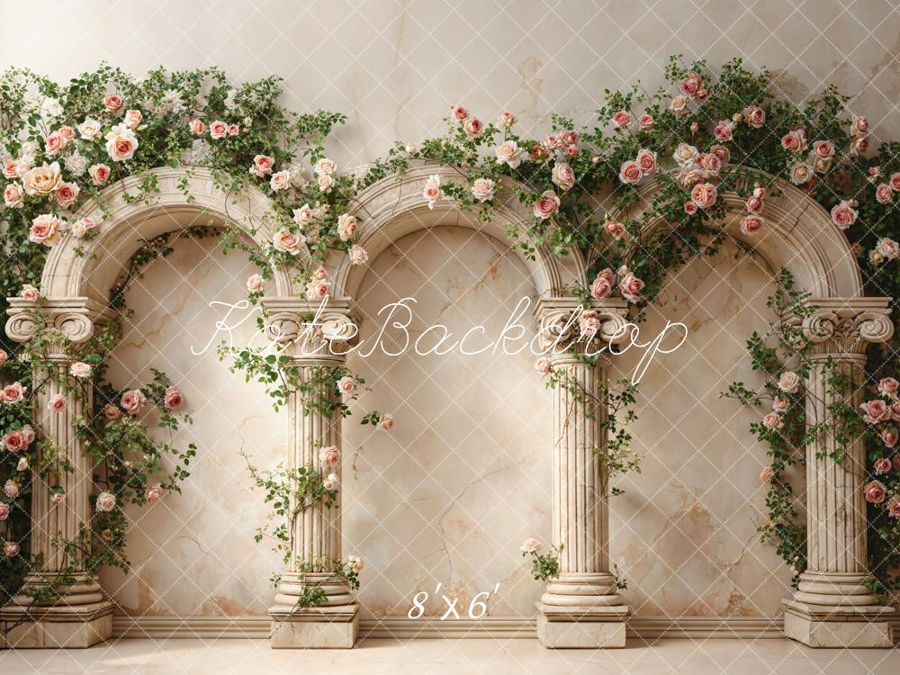 Kate Spring Arch Vintage Columns Fleece Backdrop Designed by Emstselch