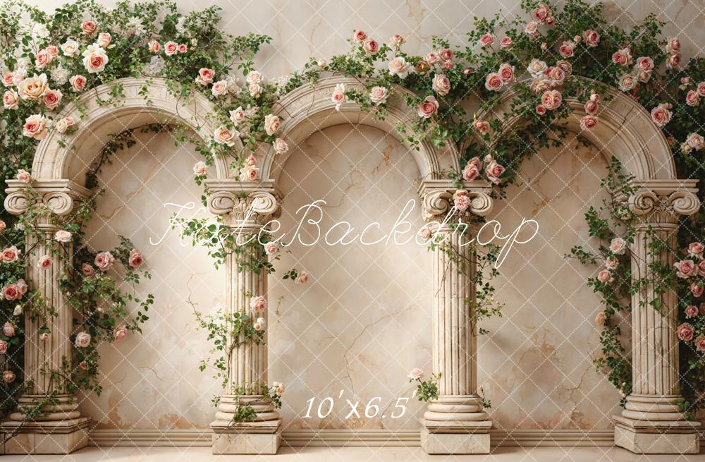 Kate Spring Arch Vintage Columns Fleece Backdrop Designed by Emstselch - Image 2
