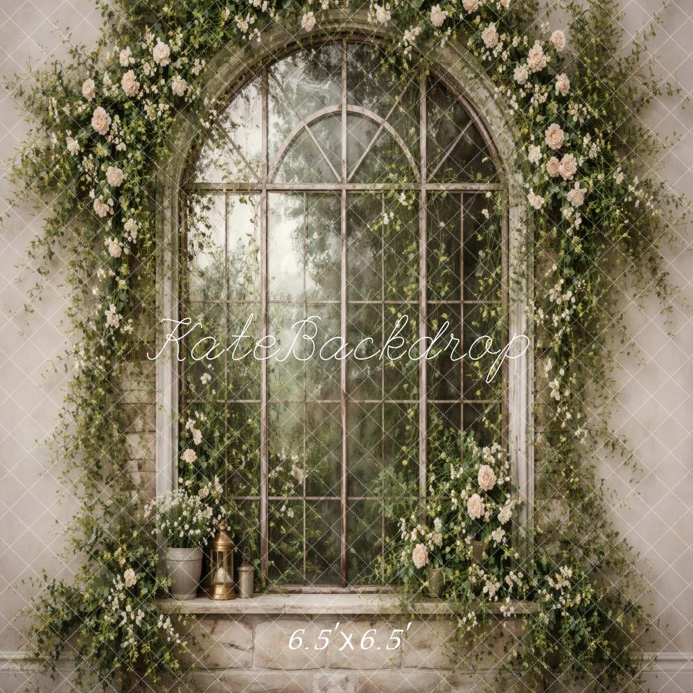 Kate Spring Arched Window Brick Wall Backdrop Designed by Vertigo Productions - Image 2