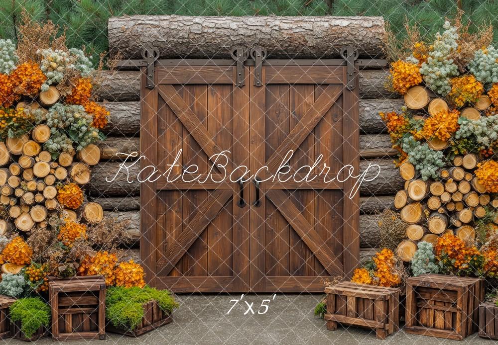 Kate Spring Barn Door Cabin Woods Backdrop Designed by Mini MakeBelieve