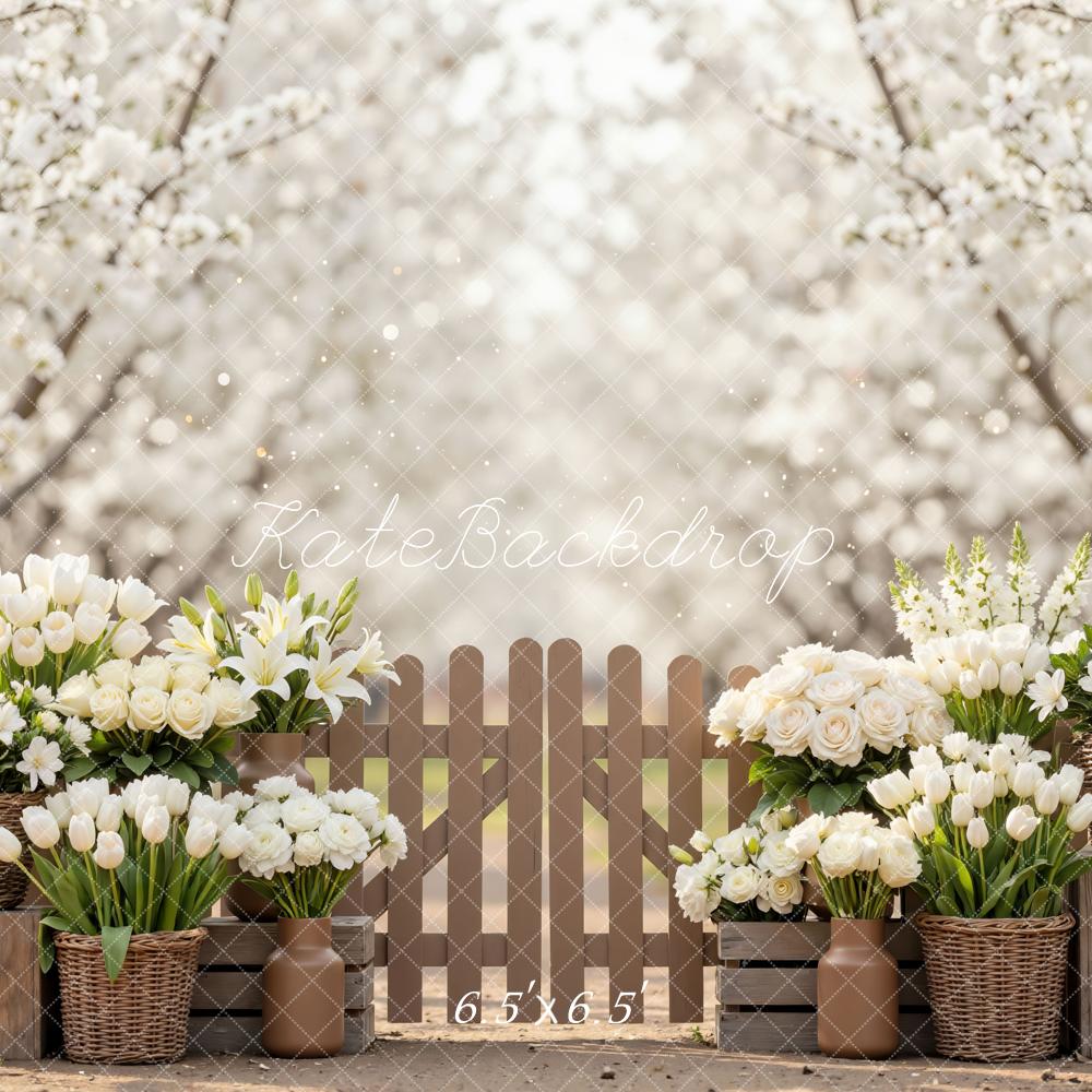 Kate Spring Blossom Floral Baskets Fence Backdrop Designed by Mini MakeBelieve - Image 2