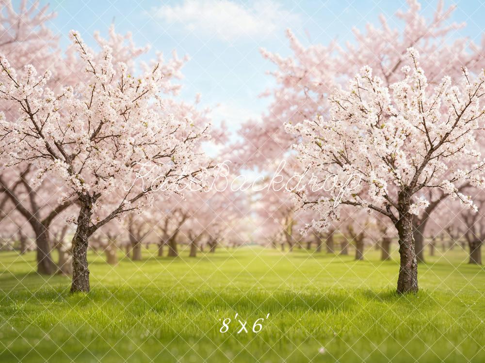 Kate Spring Blossom Orchard Trees Fleece Backdrop Designed by Emetselch