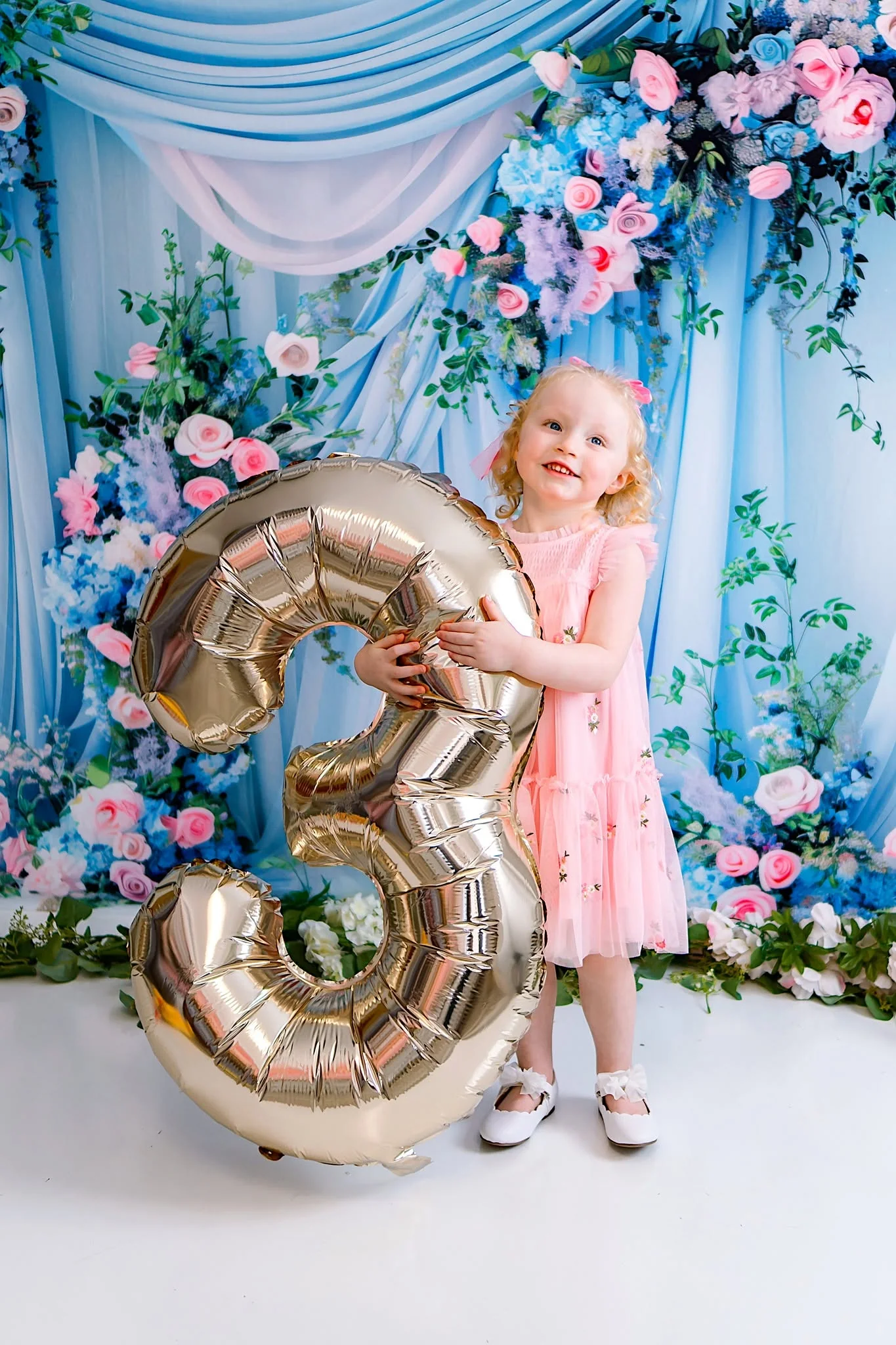 Kate Spring Blue Floral Curtain Wedding Backdrop Designed by Patty Robert - Image 5