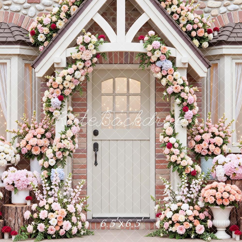 Kate Spring Cottage Front Floral Backdrop Designed by Mini MakeBelieve - Image 2