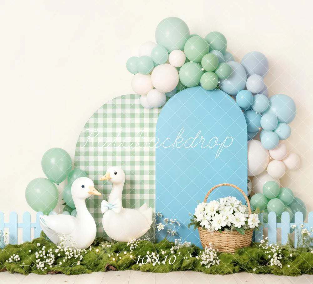 Kate Spring Ducks Balloons Basket Backdrop Designed by Emetselch - Image 7