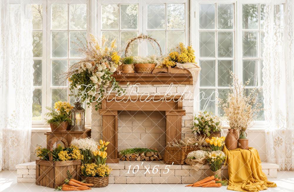 Kate Spring Fireplace Carrots Window Fleece Backdrop Designed by Emetselch - Image 2