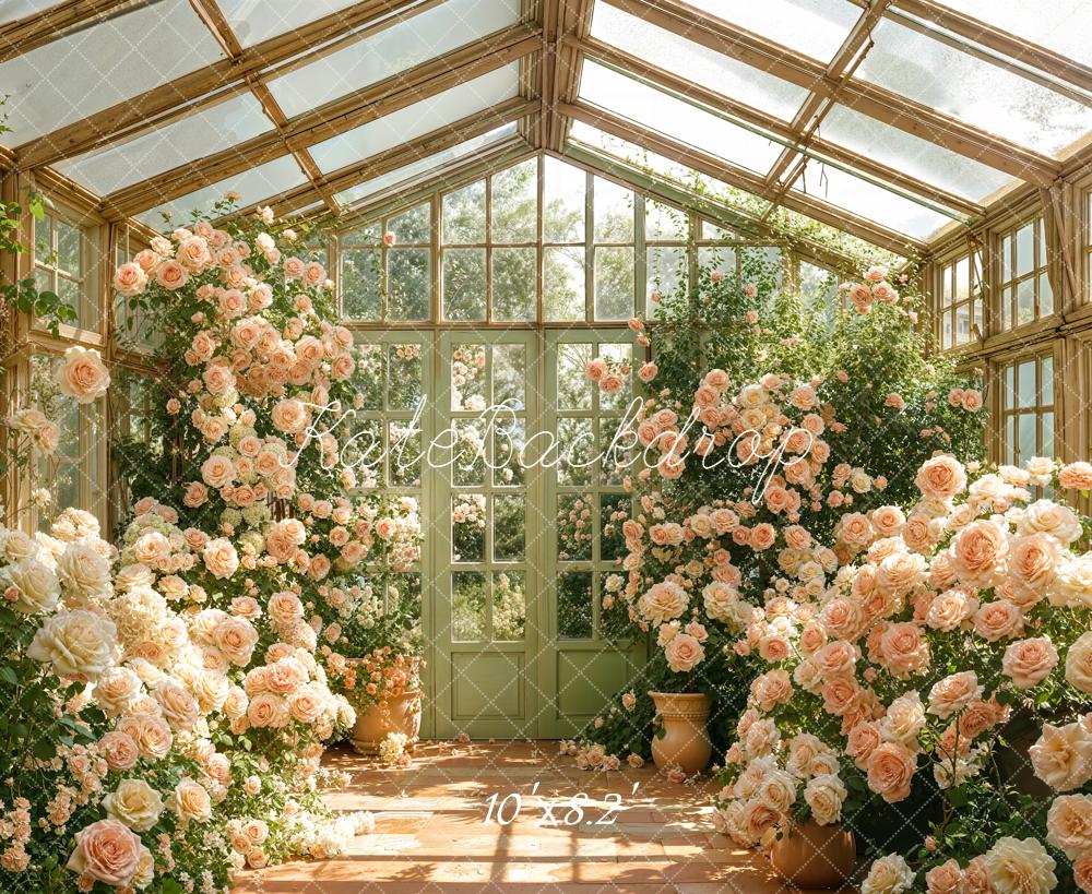 Kate Spring Floral Garden Glasshouse Fleece Backdrop Designed by Emetselch - Image 3