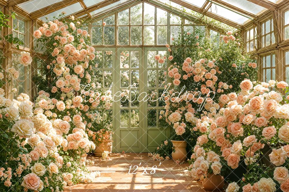 Kate Spring Floral Garden Glasshouse Fleece Backdrop Designed by Emetselch - Image 4