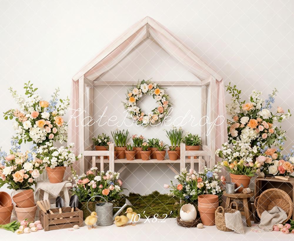 Kate Spring Floral Pots Wreath House Fleece Backdrop Designed by Patty Robert - Image 3