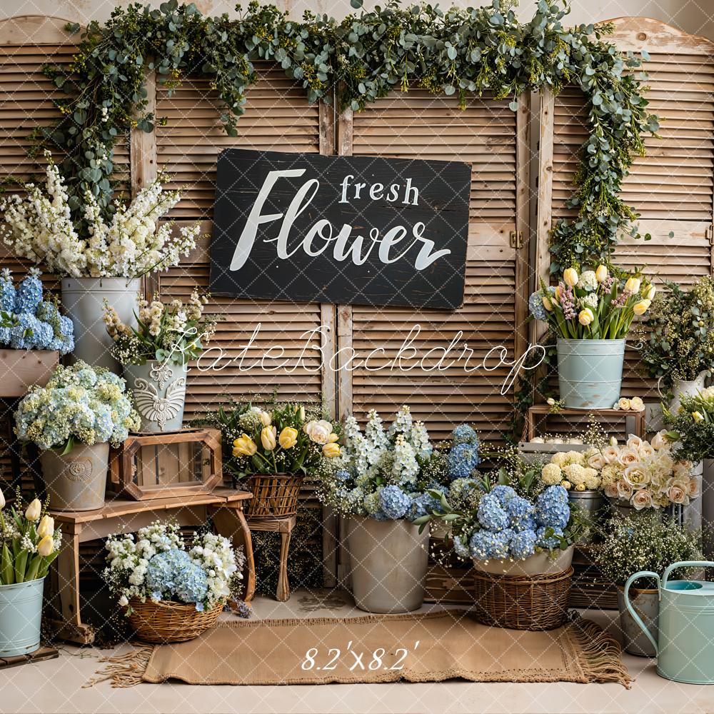 Kate Spring Flower Market Rustic Shutters Backdrop Designed by Emstselch - Image 5
