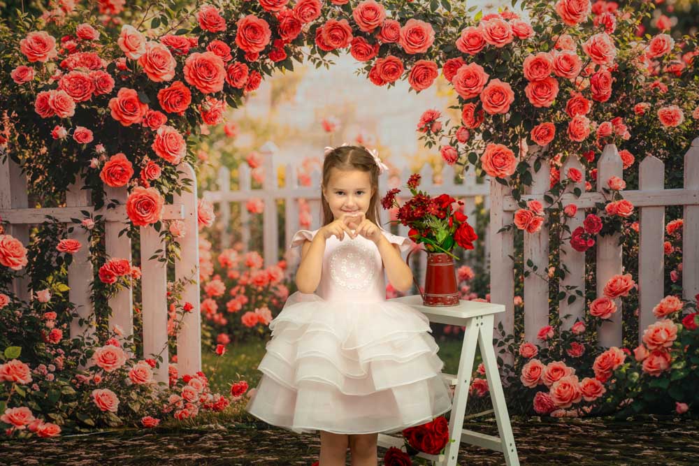 Kate Spring Flower Pink Rose Garden Backdrop Designed by Emetselch