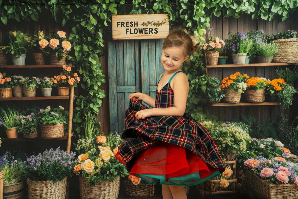 Kate Spring Flower Shop Rustic Backdrop Designed by Mini MakeBelieve