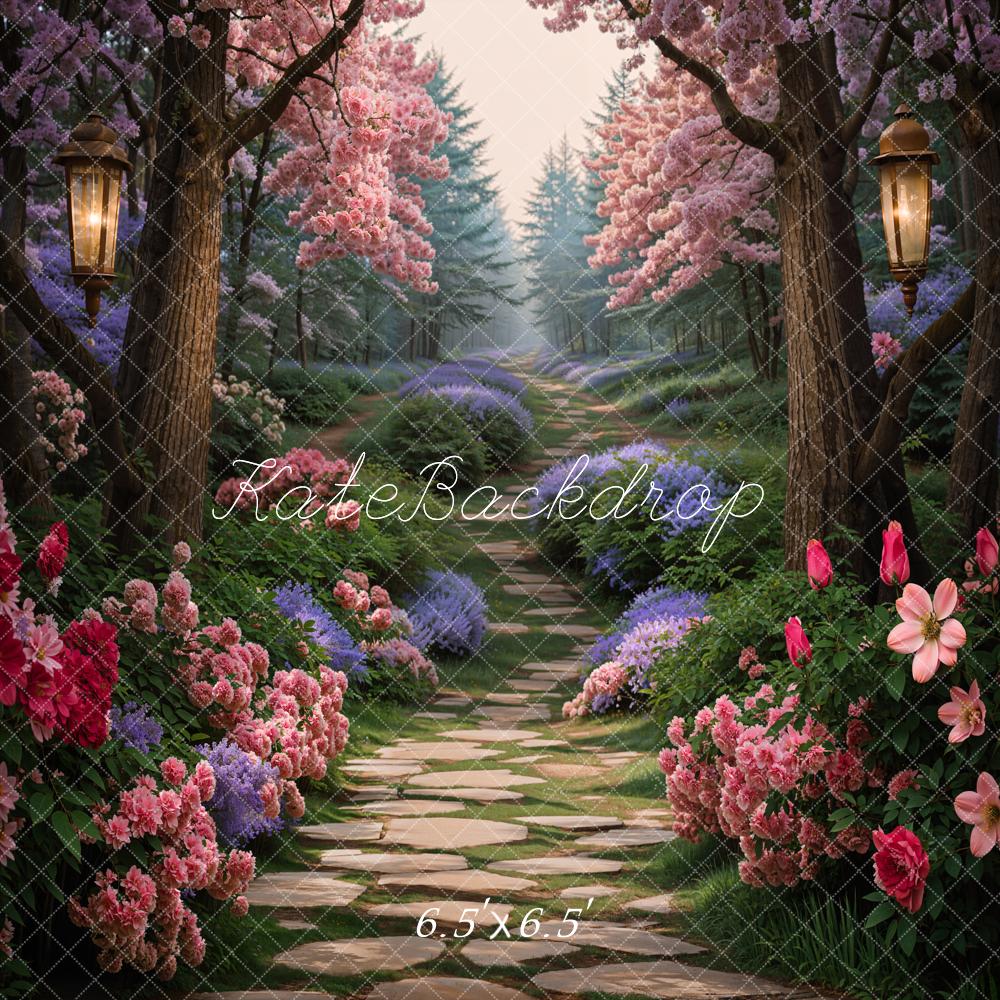 Kate Spring Flowers Forest Path Backdrop Designed by Chain Photography - Image 2