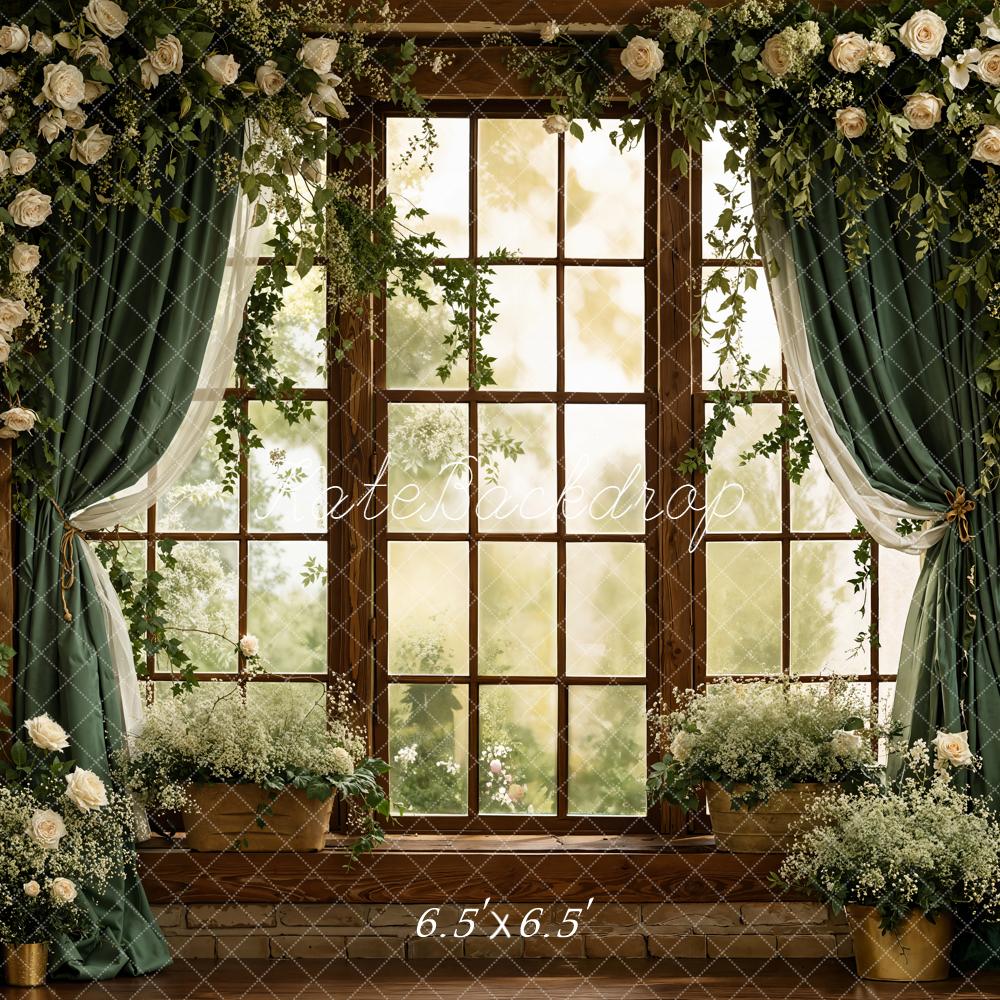 Kate Spring Garand Window Brick Wall Greenery Backdrop Designed by Emstselch - Image 2